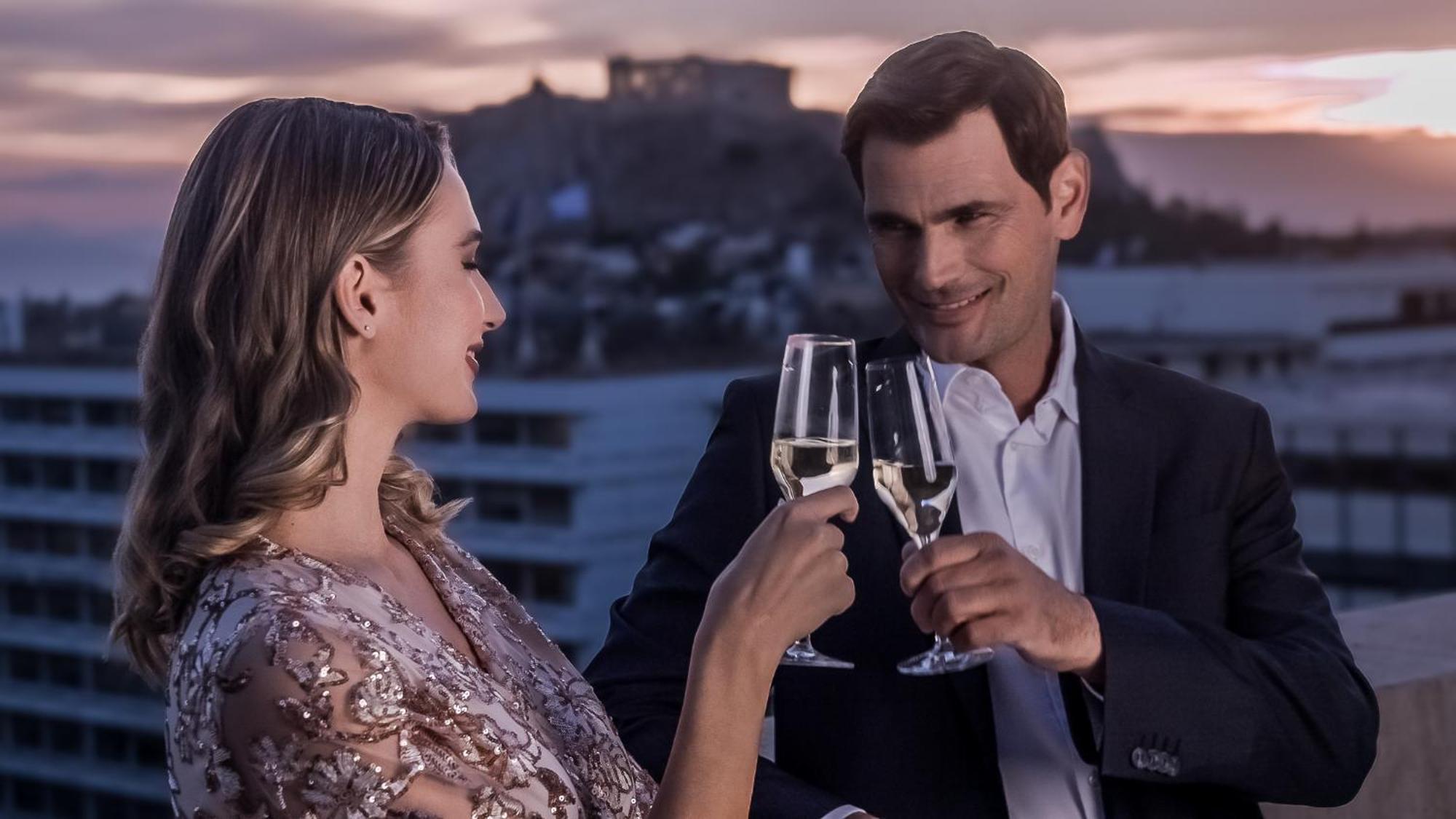 Hotel Njv Athens Plaza Exteriér fotografie A couple toasting with champagne